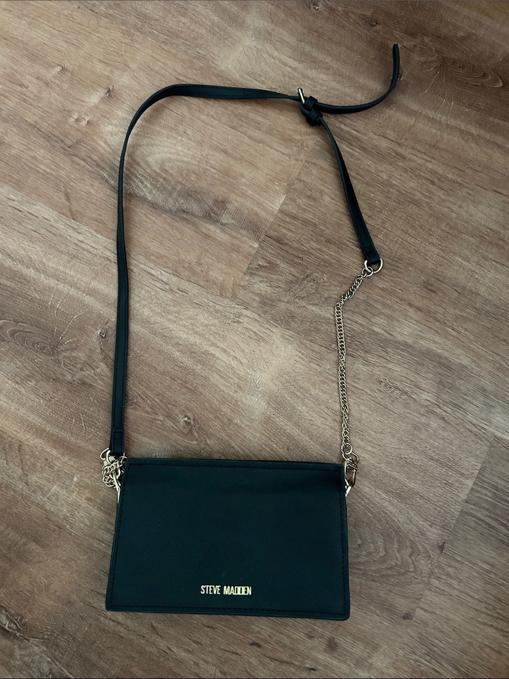 Steve Madden Black Crossbody with Gold Chain